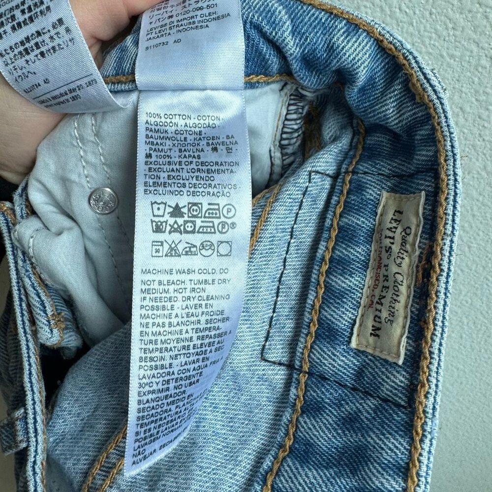 Levi's Premium Low Loose Baggy Blue Wash Denim Wide Leg Jeans Women's Size 23 - Picture 7 of 7